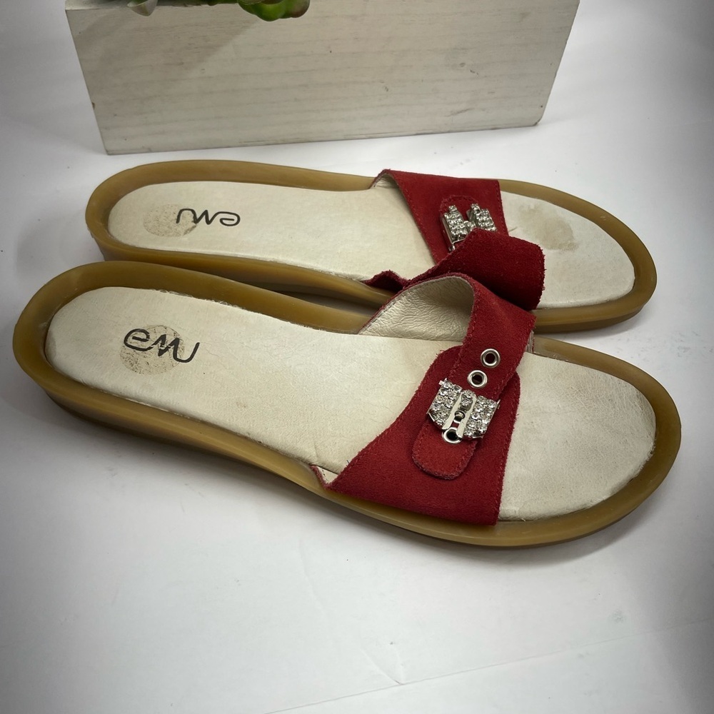 Emu Red Slide Sandals with Rhinestone Detail - Picture 3 of 4